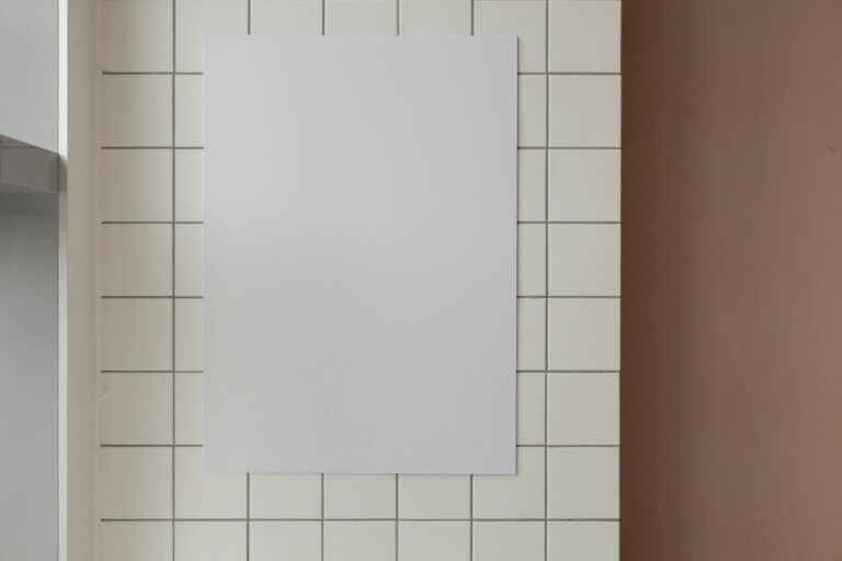 form and function empty paper on tiled wall