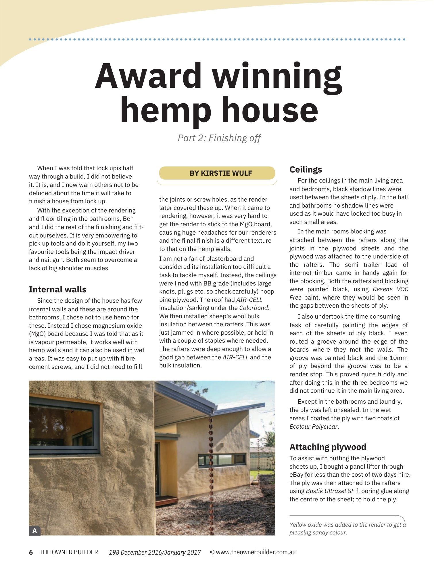 Award winning hemp house Part 2 Jan 2017
