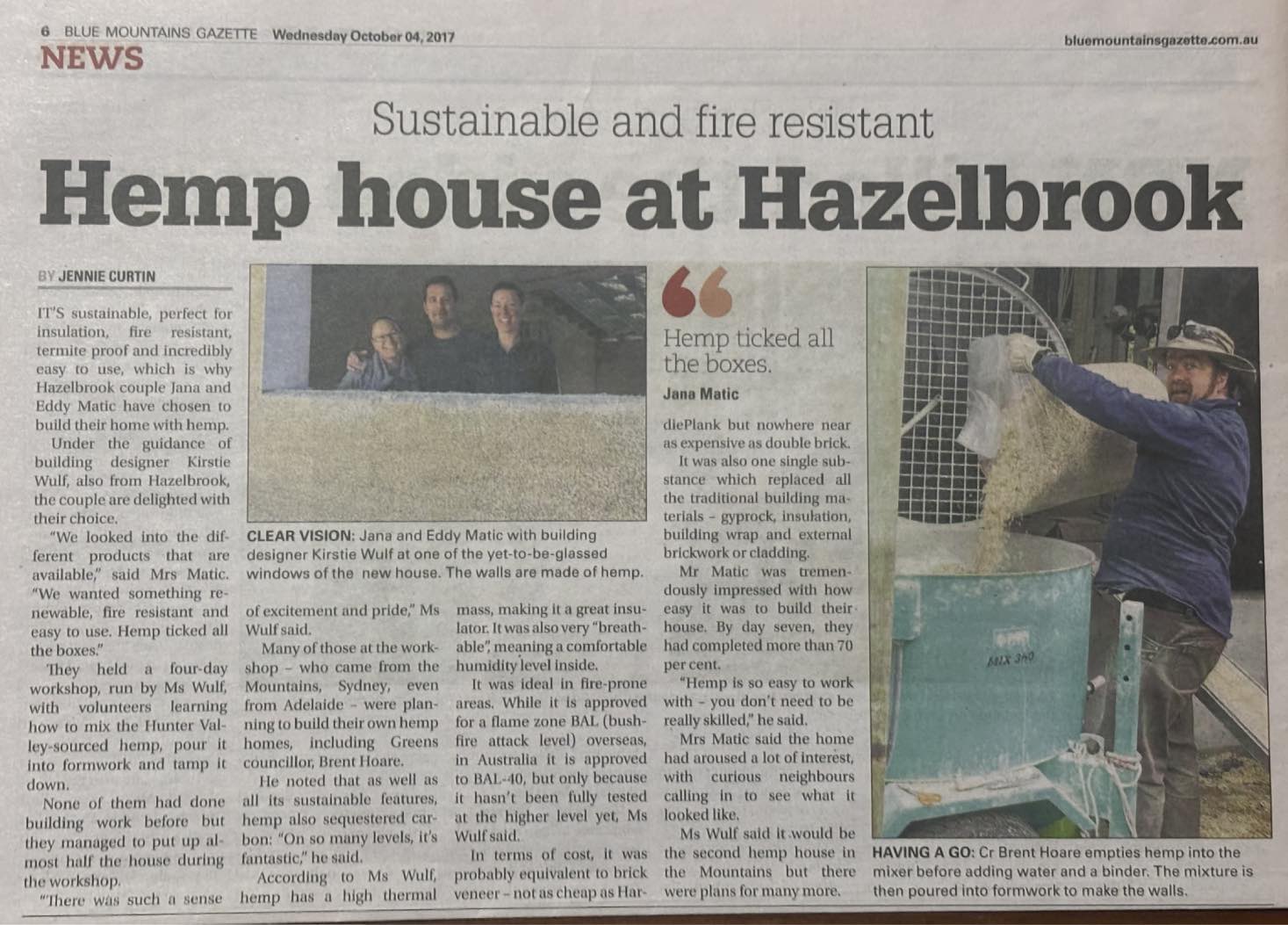 Blue Mountains Gazette, Hemp House At Hazelbrook