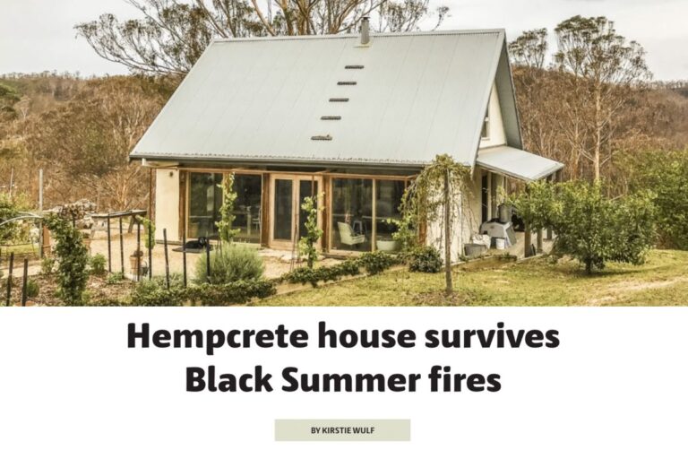 Hempcrete house survives Black Summer fires, Aug 2021