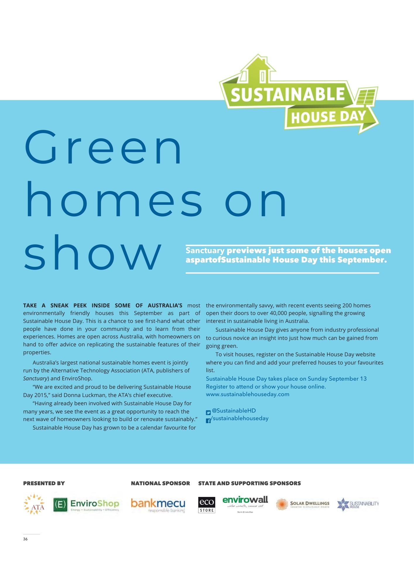 Sustainable House day Sanctuary Magazine