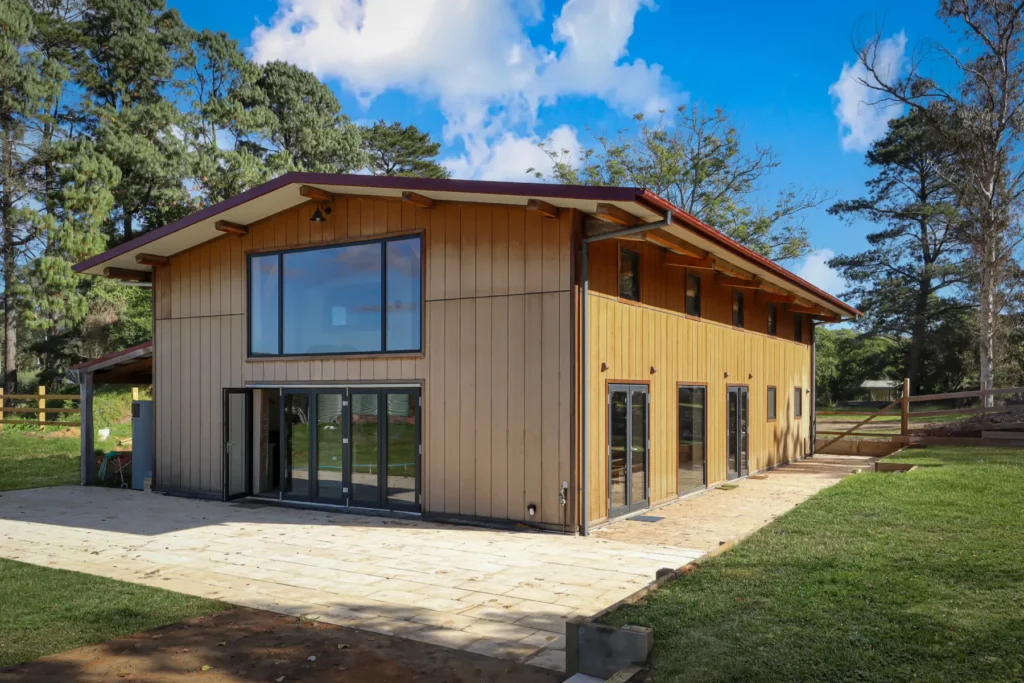 shelter duilding design hemp barn house cladding Rear view by SBD